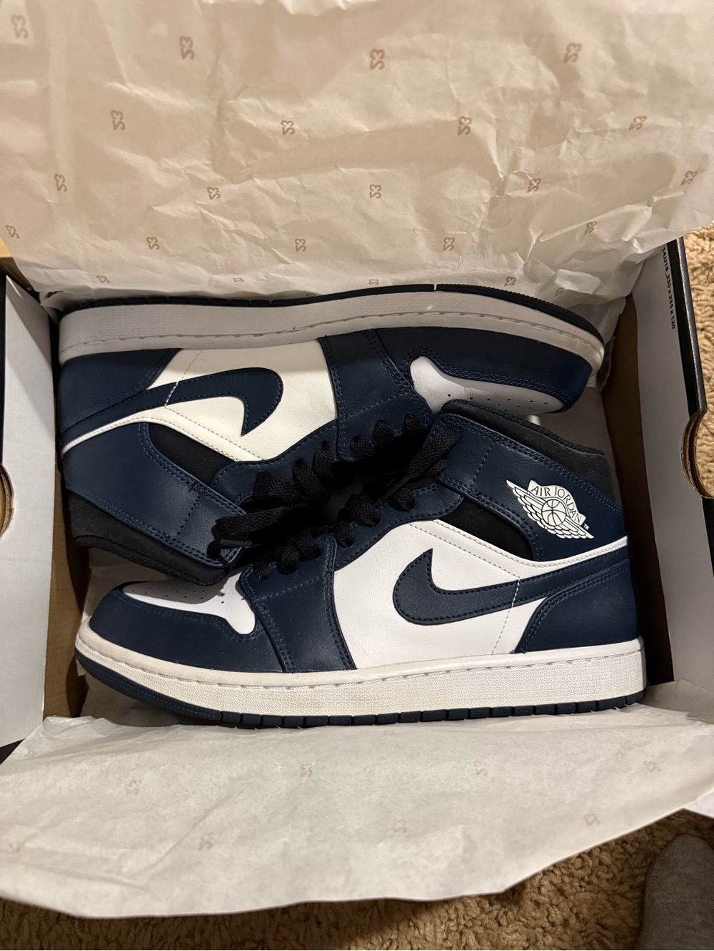Nike Mid-Top Sneakers in Navy and White